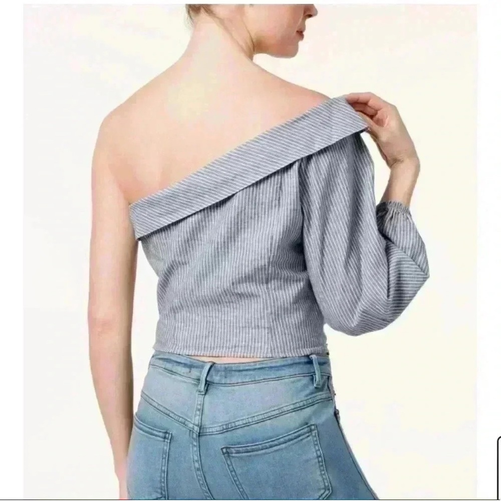 Free People Striped One-Shoulder Top - Picture 4 of 8